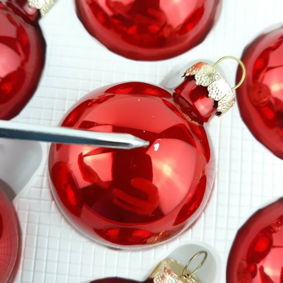 Vintage Visions By Holly Glass Ball Christmas Tree Ornaments Red Made In USA - Picture 9 of 12